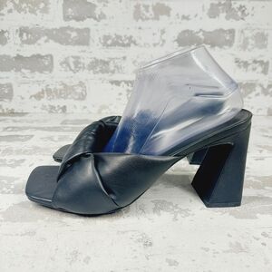 NEW Open Edit Saydee Black Block Heel Slip On Square Toe Sandals T612